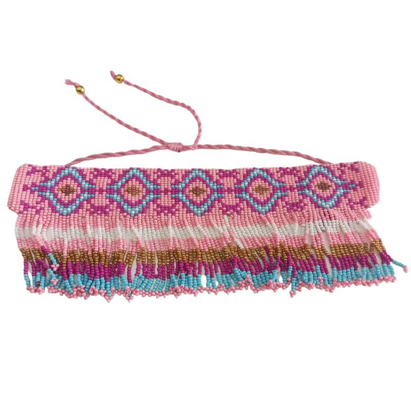 Choker flecos rosa