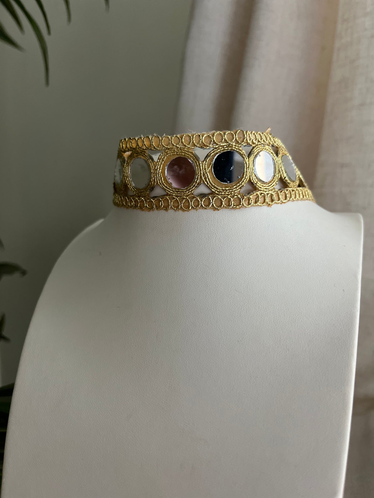 Choker tela espejo círculo