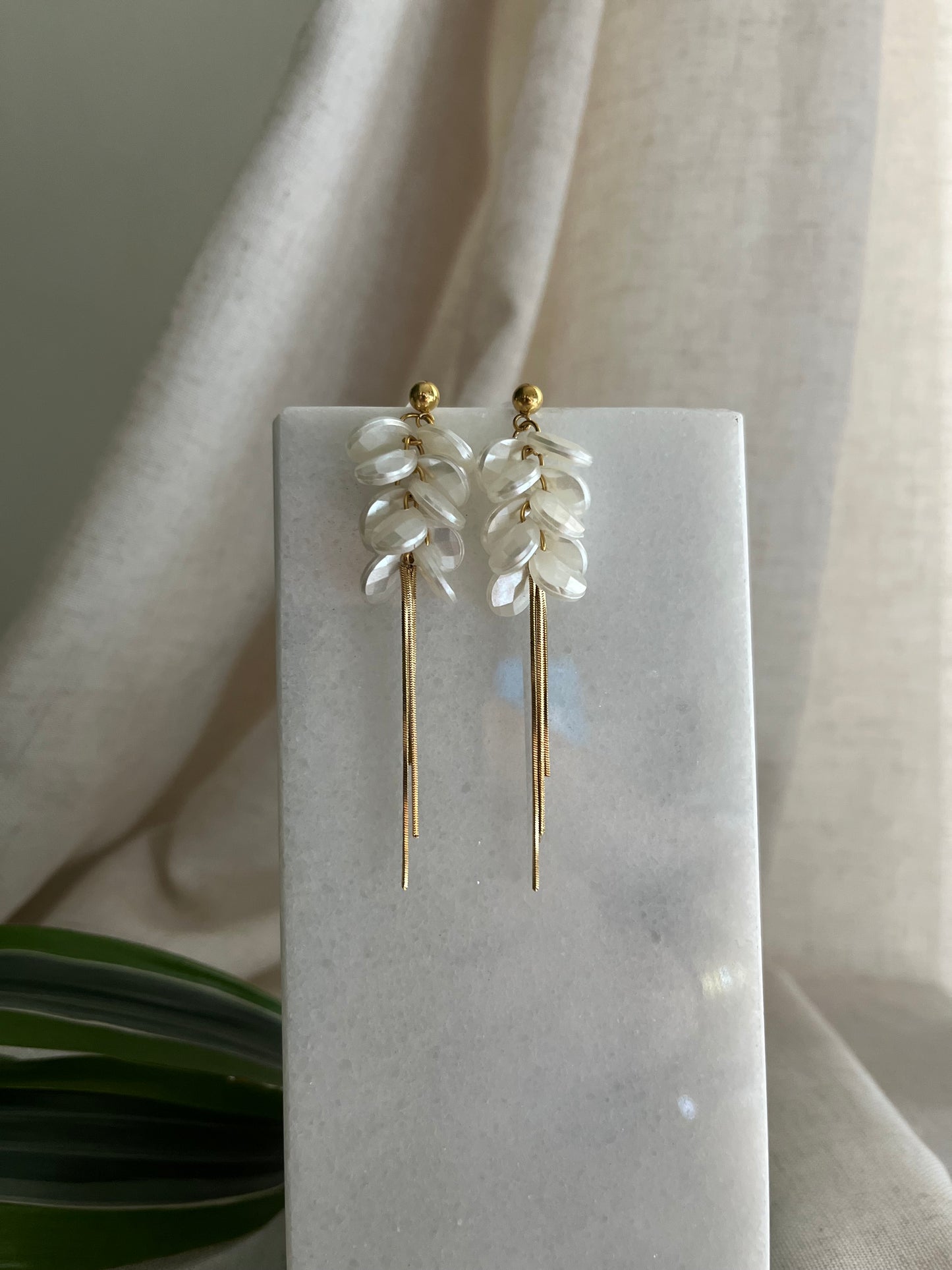 Pendientes fleco perla
