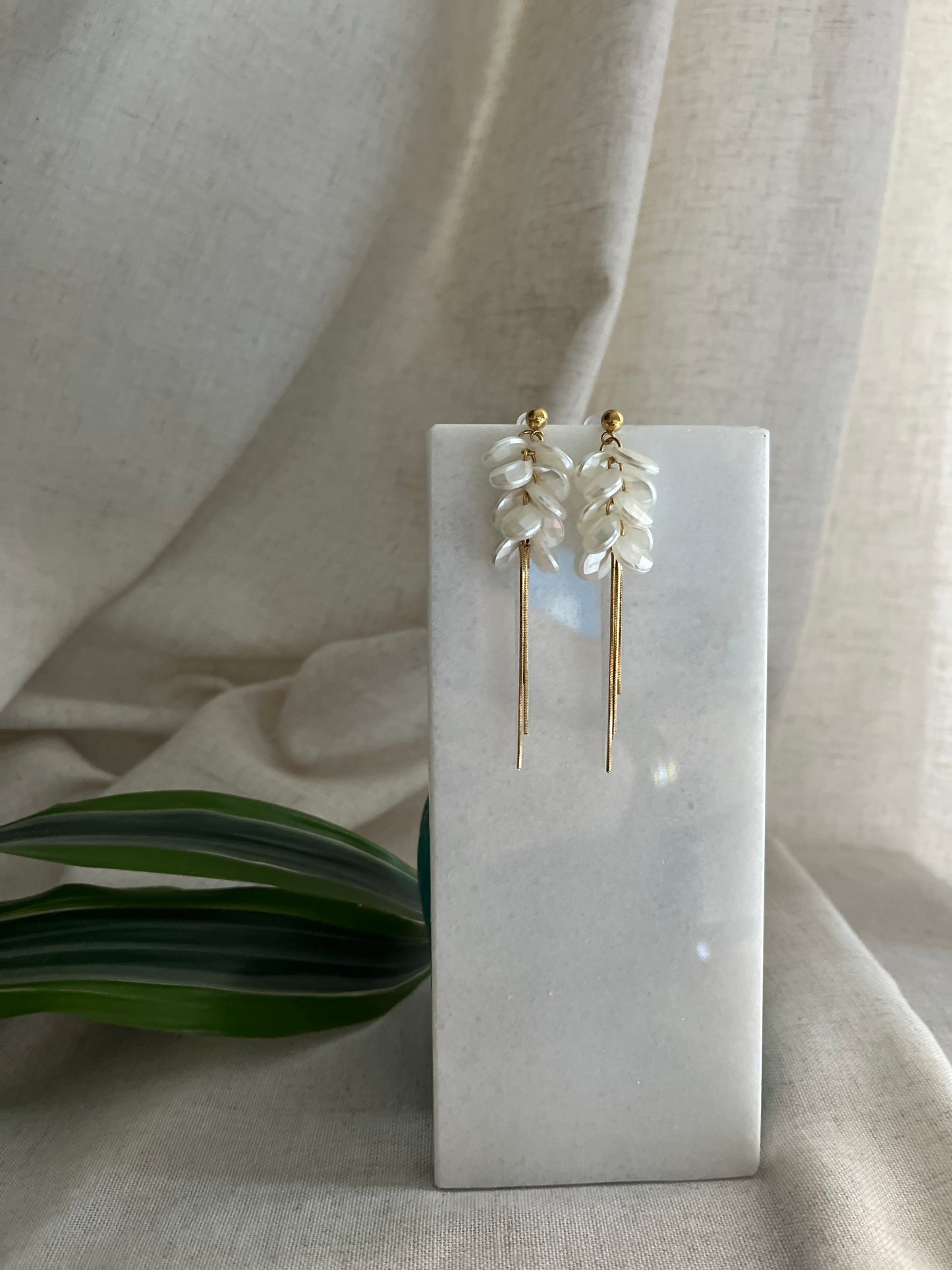Pendientes fleco perla
