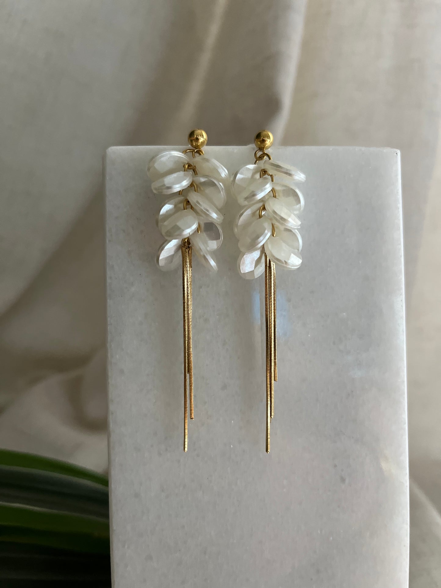 Pendientes fleco perla